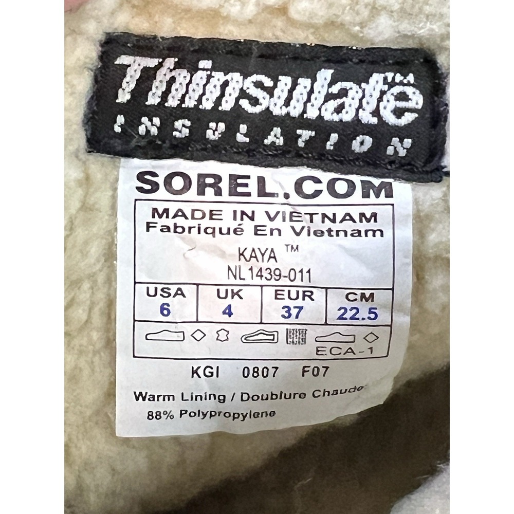 Sorel Kaya Waterproof Winter Snow Boots Womens Size 6 Black Insulated Fur Trim - Picture 8 of 9